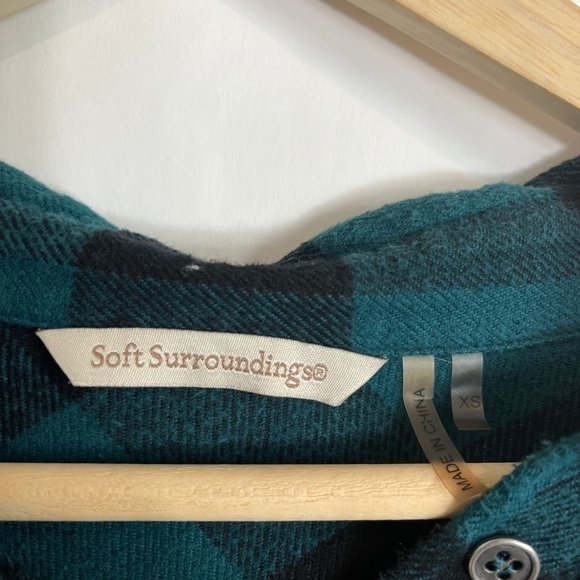 Soft Surroundings Oversized Buffalo Black and Teal Plaid Flannel in Size… - Picture 7 of 8